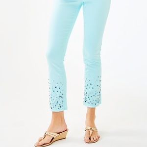 27.5" SOUTH OCEAN CROP FLARE EMBELLISHED PANT NWT